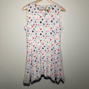 NWT Heart Print Sleeveless White Dress Size XL